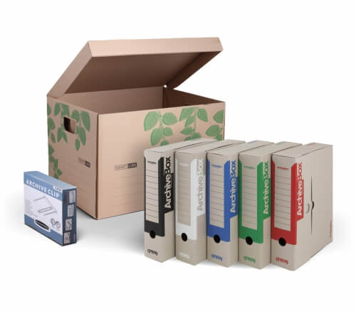 archivační set - archivační boxy, krabice a spony
