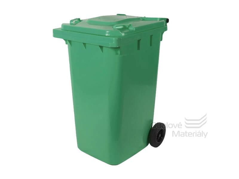 Plastová popelnice 240 l, zelená, s kolečky