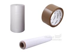 Set bublinková fólie 100cm + hnědá lepicí páska + transparentní stretch fólie
